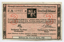 Lithuania Lottery Ticket 1922
# 11697 a; VF-XF