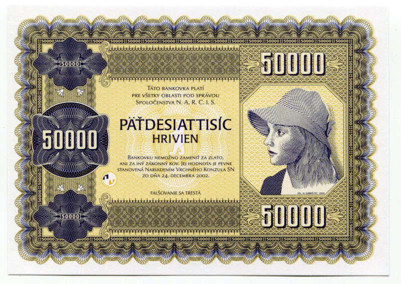 Ukraine 50000 Hryven 2003
Fantasy Banknote; Limited Edition; Made by Matej Gábr...