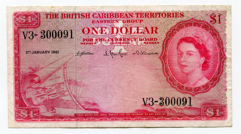 British West Indies 1 Dollar 1961
P# 7c; VF