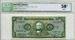 Costa Rica 5 Colones 1967 ICG 58
P# 228a