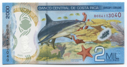 Costa Rica 2000 Colones 2018 (2020)
P# New; № B 004113040; UNC; Polymer; "Bull Shark"