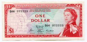 East Caribbean States 1 Dollar 1965
P# 13f; Signature 9; XF+, Crispy