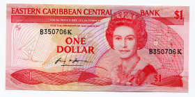 East Caribbean States Saint Kitts & Nevis 1 Dollar 1985 - 1988 (ND)
P# 17k; Suffix letter K; UNC