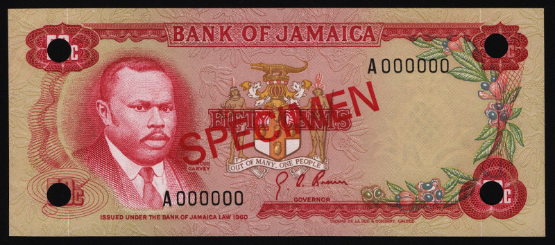 Jamaica 50 Cents 1970 Specimen
P# 53s; UNC