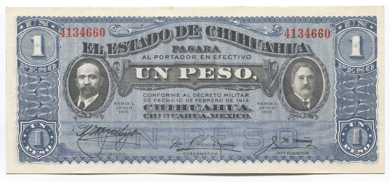 Mexico 1 Peso 1914
UNC; Chihuahua