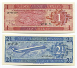 Netherlands Antilles 1 & 2-1/2 Gulden 1970
P# 20a, 21a; UNC