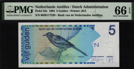 Netherlands Antilles 5 Gulden 1994 PMG 66 EPQ
P# 22c; UNC