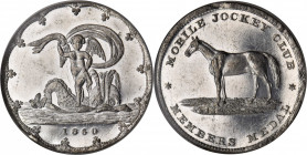 Merchant Tokens

Alabama--Mobile. 1860 Mobile Jockey Club. Miller-Ala 9. White Metal. Plain Edge. Unc Details--Damaged (NGC).

28 mm.

From the ...