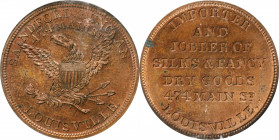 Merchant Tokens

Kentucky--Louisville. Undated (1850s) Sandford Duncan. Miller-Ky 7. Copper. Plain Edge. MS-64 RB (NGC).

29 mm.

From the Rober...