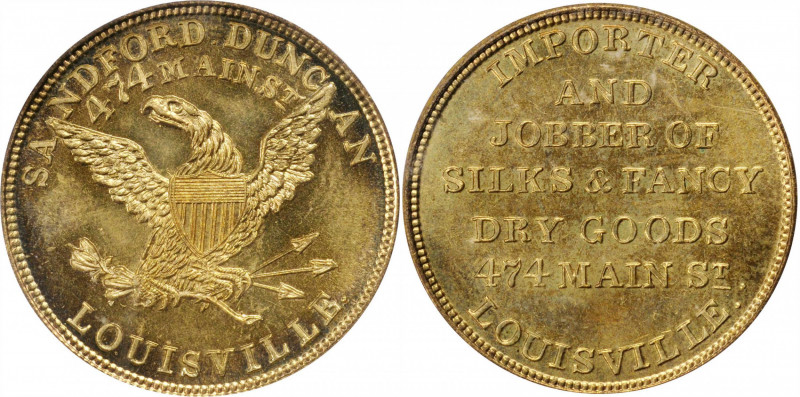 Merchant Tokens

Kentucky--Louisville. Undated (1850s) Sandford Duncan. Miller...