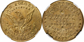 Merchant Tokens

Louisiana--New Orleans. Undated (1851-1853) N.C. Folger. Miller-La 14B. Brass. Reeded Edge. MS-62 (NGC).

29 mm.

From the Robe...