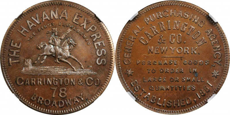 Merchant Tokens

New York--New York. Undated (1850s) Carrington & Co. Miller-N...