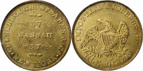 Merchant Tokens

New York--New York. Undated (1850s) Chesebrough Stearns & Co. Miller-NY 151. Brass. Reeded Edge. MS-64 (ICG).

27.6 mm.

From t...