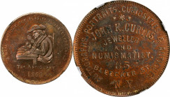 Merchant Tokens

New York--New York. 1859 John K. Curtis. Miller-NY 180. Copper. Reeded Edge. MS-62 RB (NGC).

31 mm.

From the Robert Adam Coll...