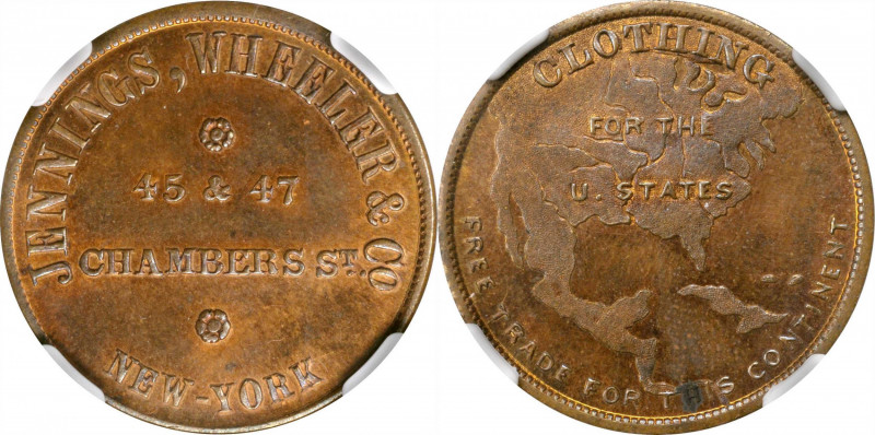 Merchant Tokens

New York--New York. Undated (1860) Jennings, Wheeler & Co. Mi...
