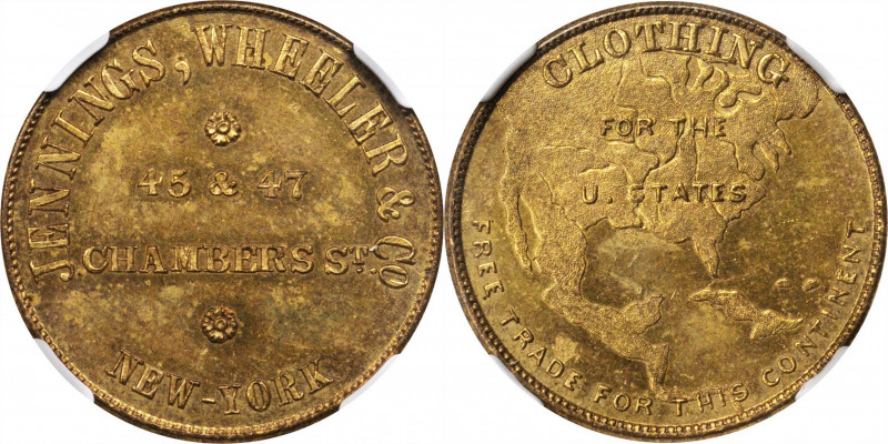 Merchant Tokens

New York--New York. Undated (1860) Jennings, Wheeler & Co. Mi...