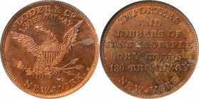 Merchant Tokens

New York--New York. Undated (1860) Loder & Co. Miller-NY 474A. Copper. Plain Edge. MS-63 RB (NGC).

28 mm.

From the Robert Ada...