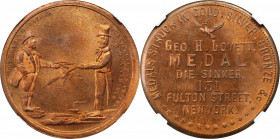 Merchant Tokens

New York--New York. Undated (1858) George H. Lovett. Miller-NY 493. Copper. Plain Edge. MS-65 RB (NGC).

28 mm.

From the Rober...
