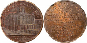 Merchant Tokens

New York--New York. 1860 A.B. Sage & Co. Miller-NY 750. Copper. Plain Edge. MS-66 BN (NGC).

32 mm.

From the Robert Adam Colle...