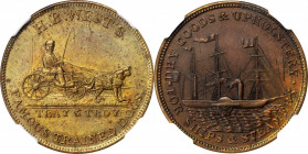 Merchant Tokens

New York--New York. Undated (1860) H.B. West's Trained Dogs. Miller-NY 951H. Brass. Plain Edge. MS-62 (NGC).

29 mm.

From the ...