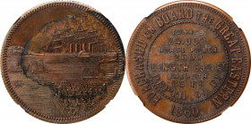 Merchant Tokens

New York--New York. 1860 Great Eastern. Miller-NY 2054A. Copper. Reeded Edge. Unc Details--Stained (NGC).

31 mm.

From the Rob...