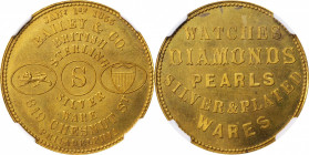 Merchant Tokens

Pennsylvania--Philadelphia. Undated (1858-1860) Bailey & Co. Miller-Pa 28. Gilt Brass. Plain Edge. MS-64 (NGC).

30 mm.

From t...