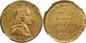Merchant Tokens

Pennsylvania--Philadelphia. Undated (1846-1848) James Harmstead. Miller-Pa 191. Gilt Brass. Reeded Edge. AU-58 (NGC).

26 mm.

...