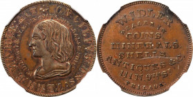 Merchant Tokens

Pennsylvania--Philadelphia. Undated (1860) William Idler. Miller-Pa 228F, W-15790. Copper. Reeded Edge. MS-63 BN (NGC).

20 mm.
...