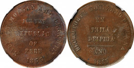 Merchant Tokens

Pennsylvania--Philadelphia. 1855 Morgan & Orr. Miller-Pa 367. Copper. Reeded Edge. MS-64 BN (NGC).

35 mm.

From the Robert Ada...