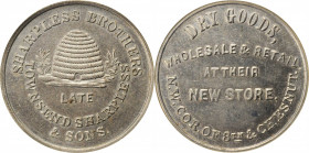 Merchant Tokens

Pennsylvania--Philadelphia. Undated (1857) Sharpless Brothers. Miller-Pa 470. German Silver. Plain Edge. MS-63 (NGC).

28 mm.

...