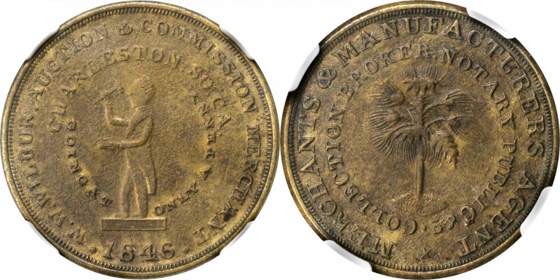 Merchant Tokens

South Carolina--Charleston. 1846 W.W. Wilbur. Miller-SC 9. Br...