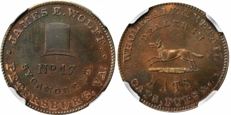 Merchant Tokens

Virginia--Petersburg. Undated (1850s) James E. Wolff. Miller-...