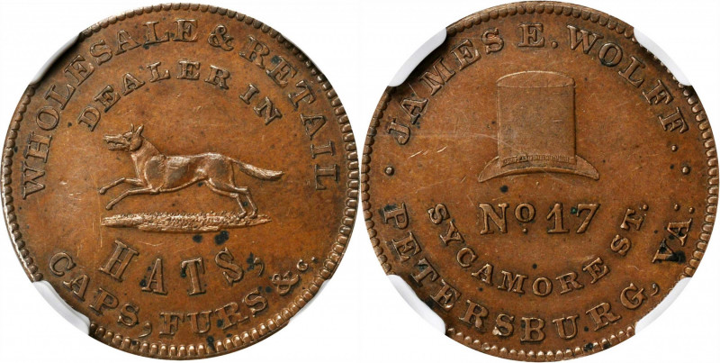 Merchant Tokens

Virginia--Petersburg. Undated (1850s) James E. Wolff. Miller-...
