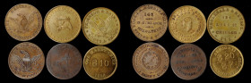 Merchant Tokens

Lot of (6) Merchant Tokens. Plain Edge.

Included are: Illinois: Chicago, undated (1858-1860) Pearson & Dana, Miller-Ill 26A, sil...