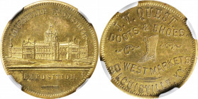 Trade Tokens and Store Cards

Kentucky--Louisville. Undated (1870s) J.W. Quest. Rulau Ky-Lo 24. Brass. Plain Edge. MS-64 (NGC).

25 mm.

From th...