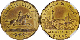 Trade Tokens and Store Cards

New Jersey--Atlantic City. Undated (1885) Young & McShea. Rulau NJ-AC 36. Brass. Plain Edge. MS-61 (NGC).

26 mm.
...