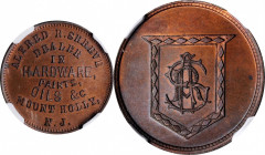 Trade Tokens and Store Cards

New Jersey--Mount Holly. Undated (1863-1869) Alfred R. Shreve. Rulau NJ-MH 4. Copper. Plain Edge. MS-66 BN (NGC).

2...