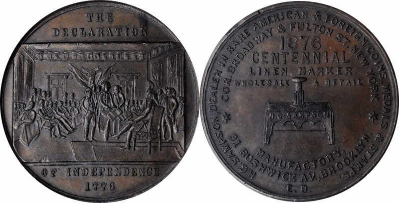 Trade Tokens and Store Cards

New York--New York. 1876 H.G. Sampson. Rulau NY-...