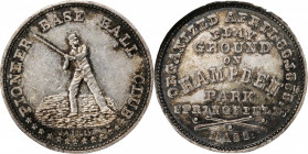 John Adams Bolen Medals

"1858" (ca. 1861) Pioneer Baseball Club Medal. By John Adams Bolen. Musante JAB-1. Silvered White Metal. MS-61 (NGC).

32...