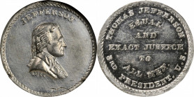 John Adams Bolen Medals

Undated (ca. 1872) Jefferson / Equal and Exact Justice Medal. By John Adams Bolen. Kline Restrike. Musante JAB-26. Tin. Unc...
