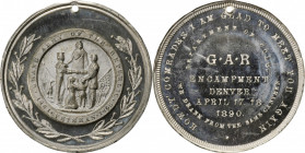 So-Called Dollars

1890 Grand Army of the Republic, Denver Encampment Medal. White Metal. MS-64 DPL (NGC).

38 mm. Pierced for suspension. Obv: Wr...