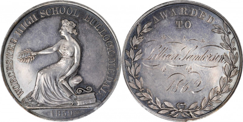 School, College and University Medals

1862 Bullock Medal for Worcester (Massa...