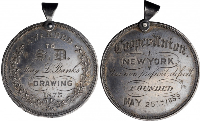 School, College and University Medals

1875 Cooper Union Award Medal. Silver. ...