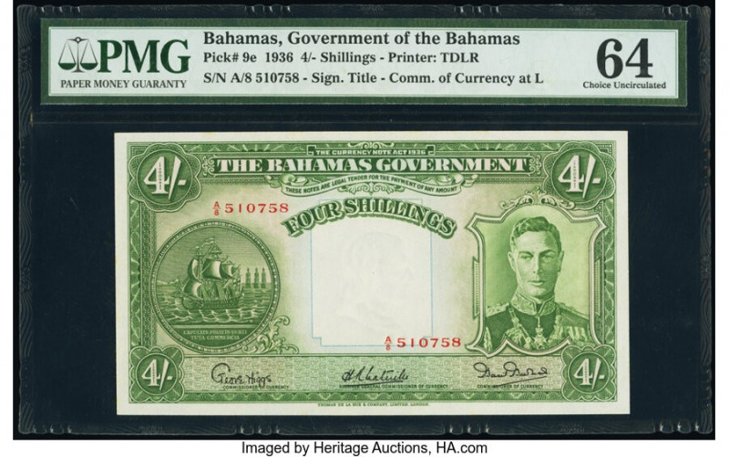 Bahamas Bahamas Government 4 Shillings 1936 (ND 1947) Pick 9e PMG Choice Uncircu...