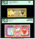 Bahrain Currency Board 100 Fils; 20 Dinars 1964; 1973 Pick 1a; 10a Two Examples PCGS Very Fine 20; Very Choice New 64 PPQ. 

HID09801242017

© 2020 He...