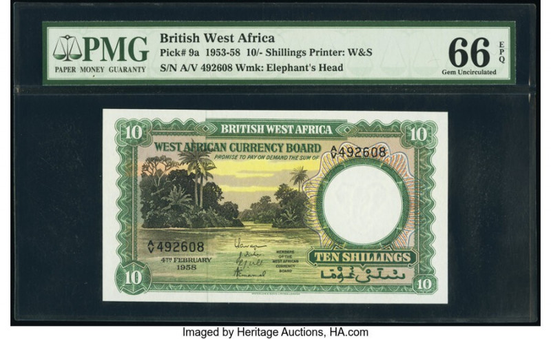 British West Africa West African Currency Board 10 Shillings 4.2.1958 Pick 9a PM...