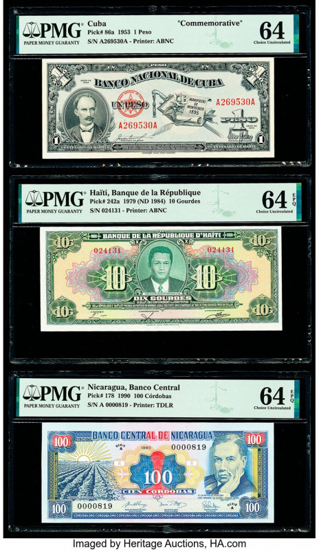 Cuba Banco Nacional de Cuba 1 Peso 1953 Pick 86a PMG Choice Uncirculated 64; Hai...