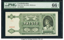 Czechoslovakia Republic of Czechoslovakia 500 Korun 1941 (ND 1945) Pick 54a PMG Gem Uncirculated 66 EPQ. 

HID09801242017

© 2020 Heritage Auctions | ...