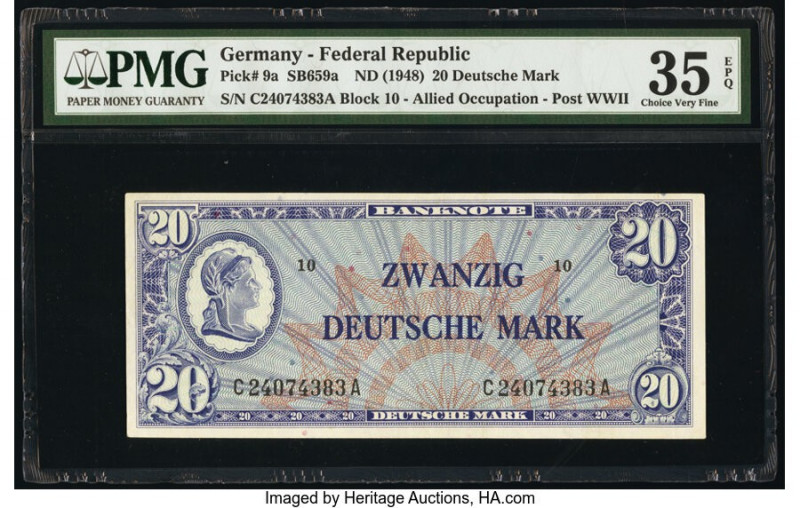 Germany Federal Republic U.S. Army Command 20 Deutsche Mark ND (1948) Pick 9a PM...