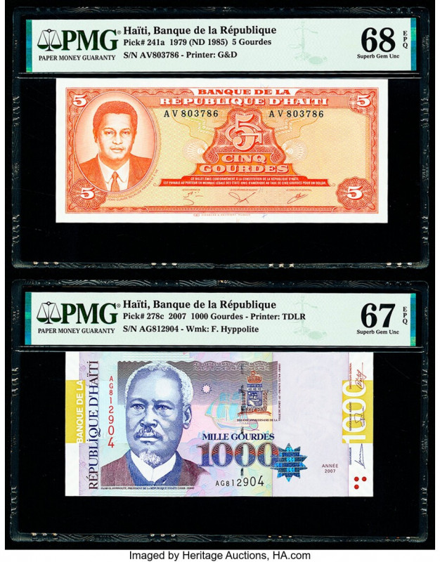 Haiti Banque de la Republique d'Haiti 5; 1000 Gourdes 1979 (ND 1985); 2007 Pick ...
